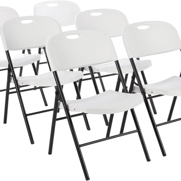 Folding Plastic Chair with 350-Pound Capacity - 6-Pack, White
