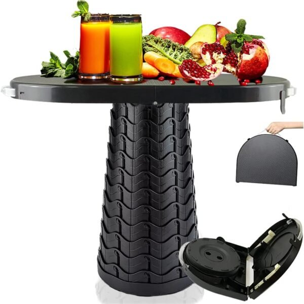 Portable Folding Table and Stool 2 in 1, Lightweight Collapsible Table for Camping Picnic Beach, Small Foldable Table for Party