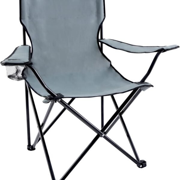 Portable Folding Grey Camping Chair, 1-Pack