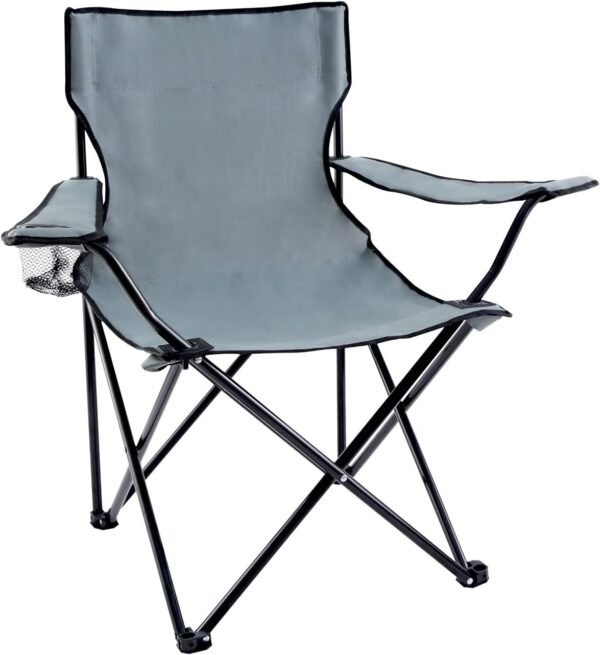 Portable Folding Grey Camping Chair, 1-Pack