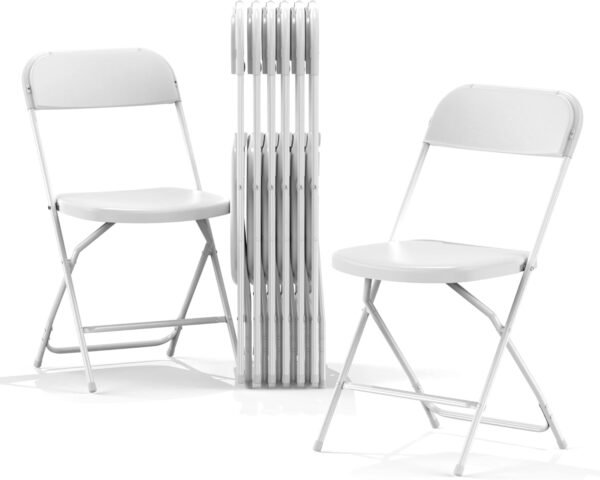 Foldable Folding Chairs Plastic Outdoor/Indoor 650LB Weight Limit (White, 10 Pack)