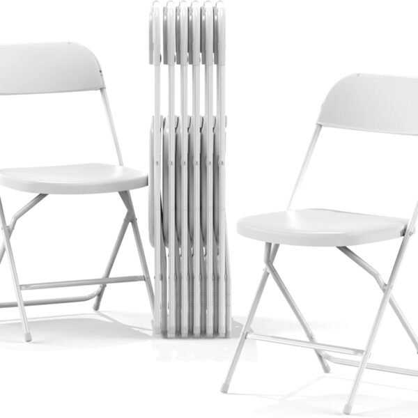Foldable Folding Chairs Plastic Outdoor/Indoor 650LB Weight Limit (White, 10 Pack)