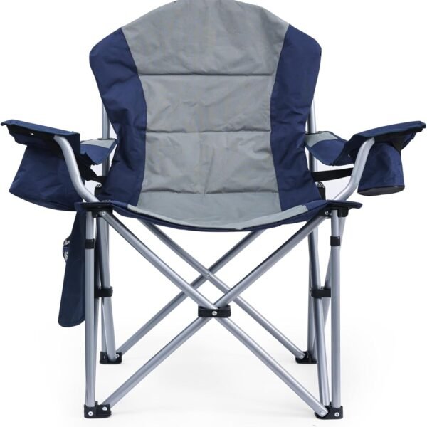Oversized Camping Chairs for Adults with Lumbar Support, Padded Camping Chair with Storage Pocket, Folding Chairs for Outside with Cup Holder Support to 400LBS