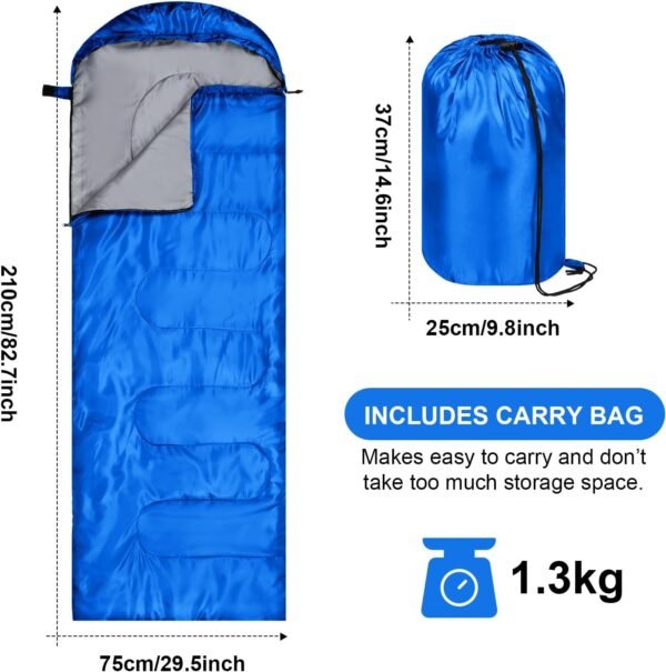2 Pcs Camping Sleeping Bag for Adults, Lightweight Packable Waterproof Camping Gear Equipment to Keep Warm for Spring Summer Fall Indoor Outdoor Backpacking Hiking Travel