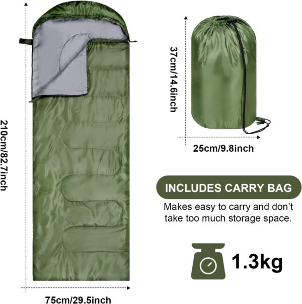 2 Pcs Camping Sleeping Bag for Adults, Lightweight Packable Waterproof Camping Gear Equipment to Keep Warm for Spring Summer Fall Indoor Outdoor Backpacking Hiking Travel