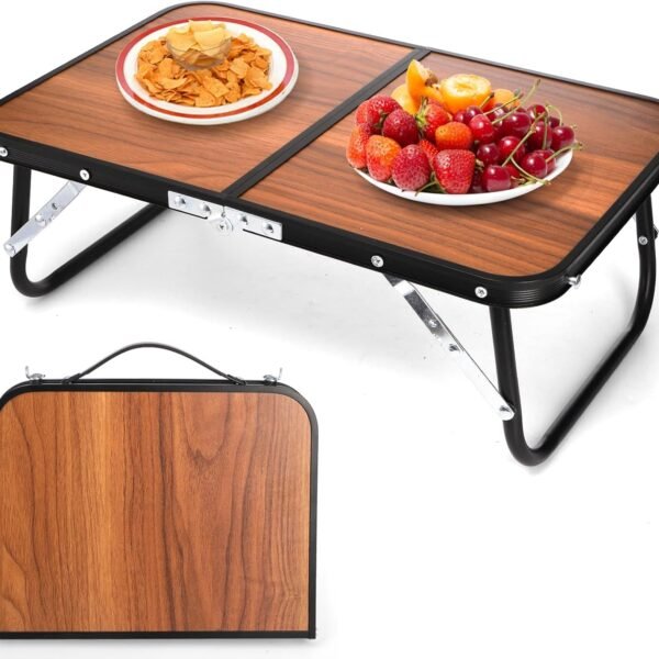 Folding Camping Table, Mini Portable Beach Table with Carry Handle, Ultralight Compact Picnic Dining Low Table for Grill, Indoor Outdoor, Garden, Patio, BBQ, Party