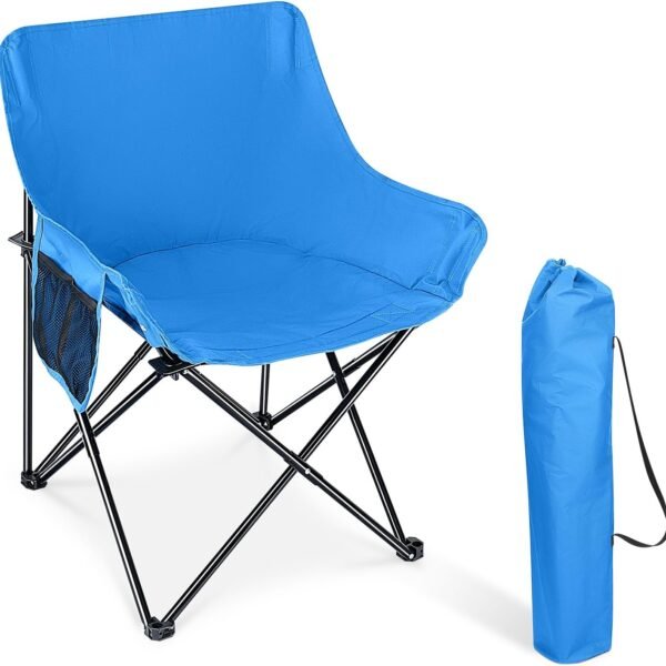 Folding Camping Chair, Portable Foldable Camp Chair for Adults, Comfortable 600D Oxford Fabric Collapsible Lawn Chairs for Indoor Outdoor Beach, 250lbs Weight Capacity, Storage Bag, Blue