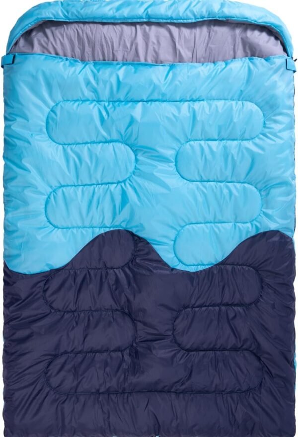 Sleeping Bag - Double Camping Sleeping Bags 2 Person for Adults Kids Boys Girls for Hiking Backpacking - Warm Cold Weather Lightweight Portable with Compression Bag for Indoors Outdoors Activities