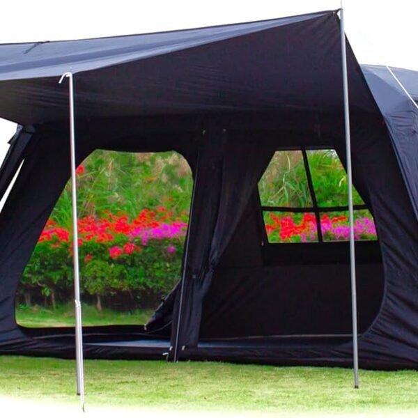 Extra Large Tent 12 Person,Awning Family Cabin Tents,2 Rooms,3 Doors and 3 Windows with Mesh,Straight Wall,Waterproof,Double Layer,Big Tent for Outdoor,Picnic,Camping,Family Gathering