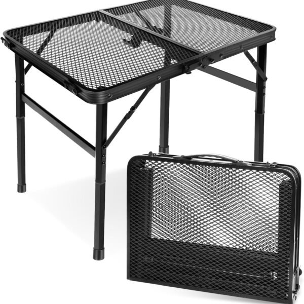 Small Folding Table, Easy for Storage, Compact and Portable Picnic Table for Grill, Outdoor Camping, Garden, Patio, Dining, BBQ, Party, Market, 2Ft (Small, Black), 23.6" L x 15.8" W