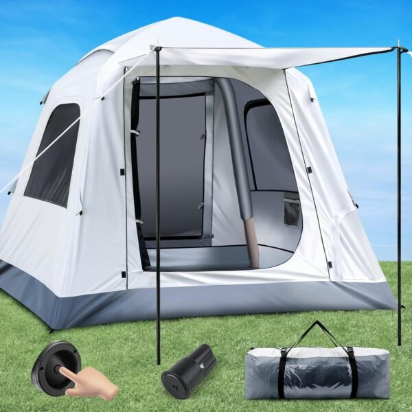 Easy Set up Inflatable Camping Tent 3-4 Person Glamping Outdoor Air Blow Up Tents, Waterproof Inflatable House Tent for Adults