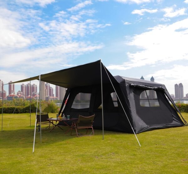 Extra Large Tent 12 Person,Awning Family Cabin Tents,2 Rooms,3 Doors and 3 Windows with Mesh,Straight Wall,Waterproof,Double Layer,Big Tent for Outdoor,Picnic,Camping,Family Gathering